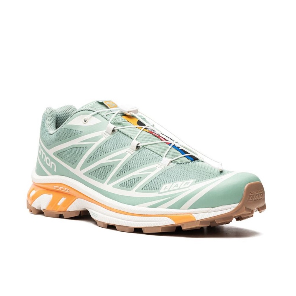 Salomon Women's Sneakers in Mint Green and Orange